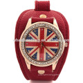 Skull butterfly UK USA flag love patterns wide strap special leather watch